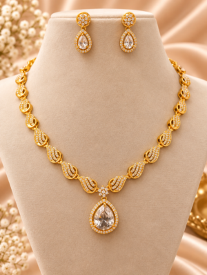 Crystal Teardrop CZ Necklace Set