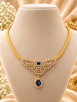 Elegant Blue Sapphire CZ Necklace