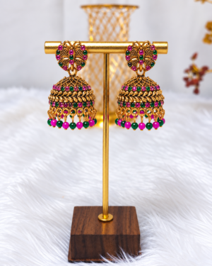 file_000000006cfc820b9ded9615e052e391 Multicolour Antique Gold Jhumka Earrings