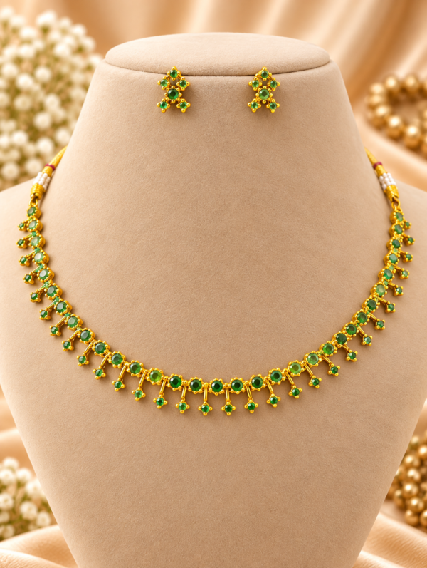 Emerald Green Stone Necklace Set