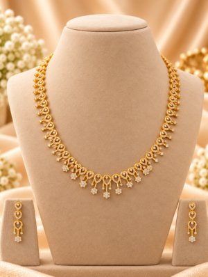 Premium AD Stone Necklace Set with Matching Earrings